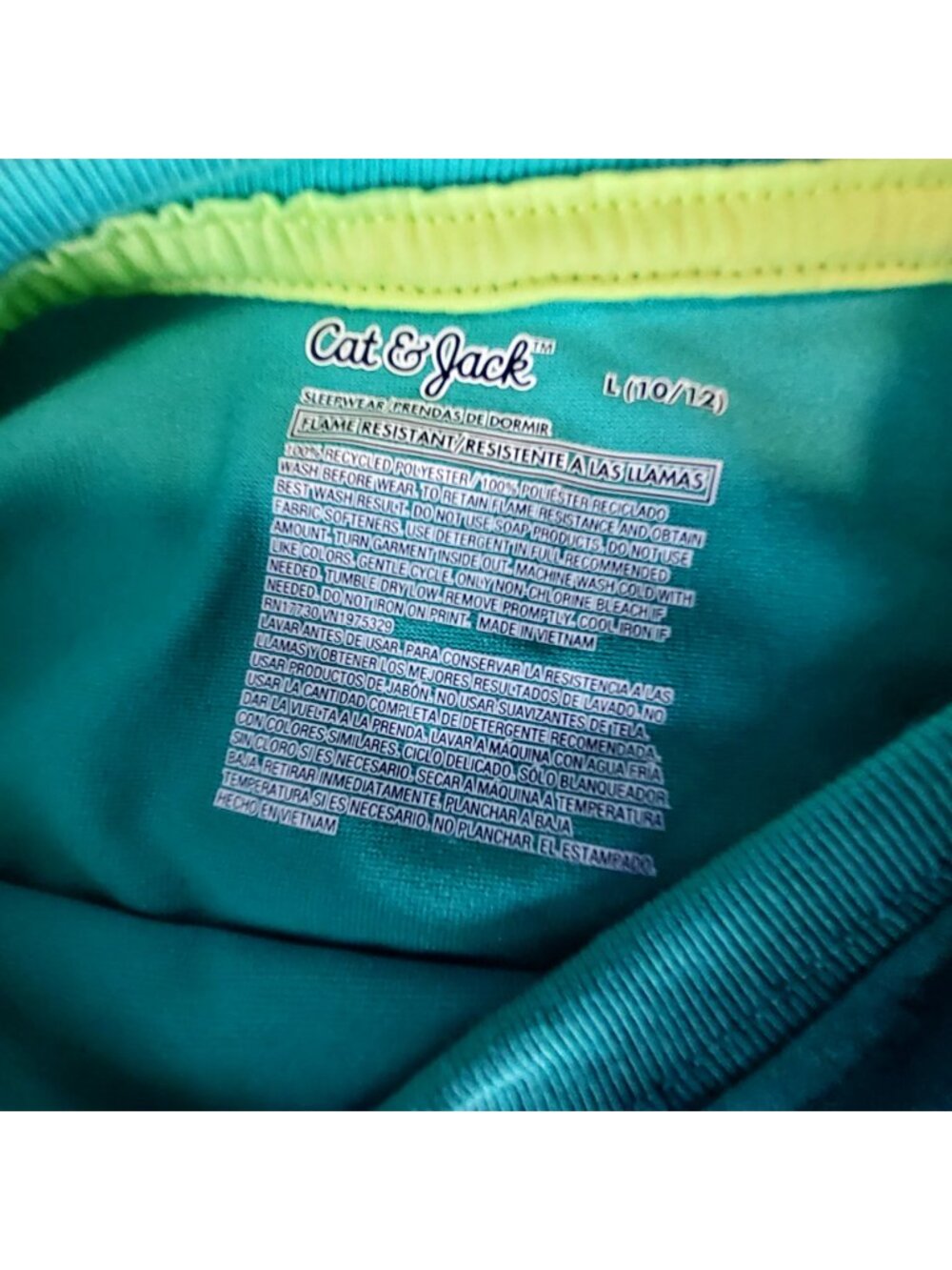 Cat & Jack Kids Dinosaur Pajama Set Sleeveless Top & Shorts Size L 10/12 Green - Picture 5 of 11
